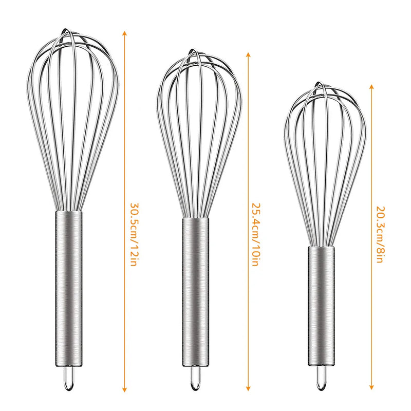 3 Pçs Batedor Balão em Inox - 8/10/12 fios